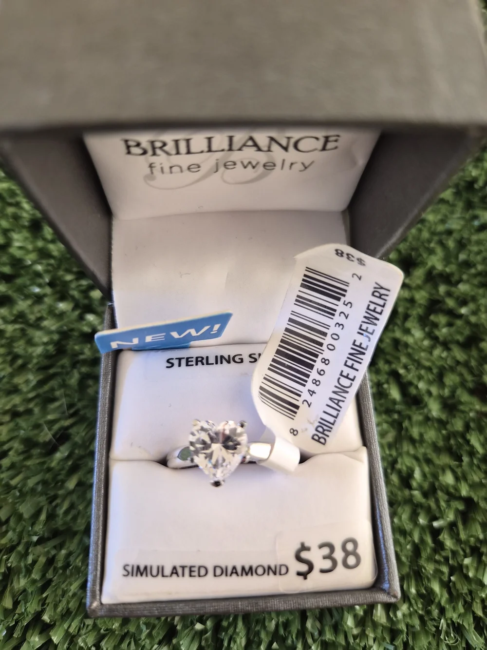 Sterling Silver Heart Simulated Diamond Ring - Clear